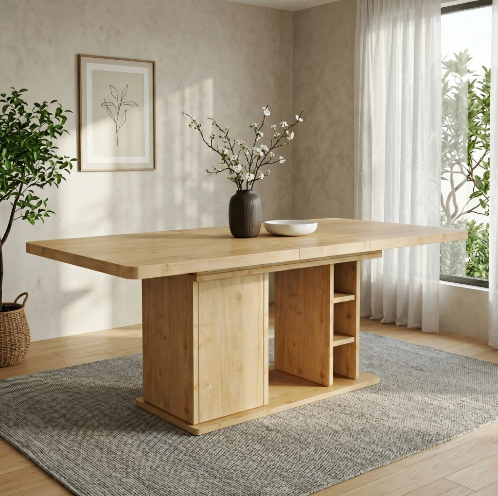 Tavolo da pranzo allungabile 140-180 x 80 cm con contenitore