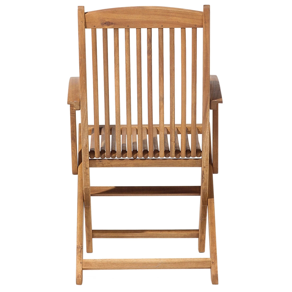 Set di 2 sedie da pranzo da giardino in marrone chiaro con struttura in legno di acacia pieghevole dal design rustico