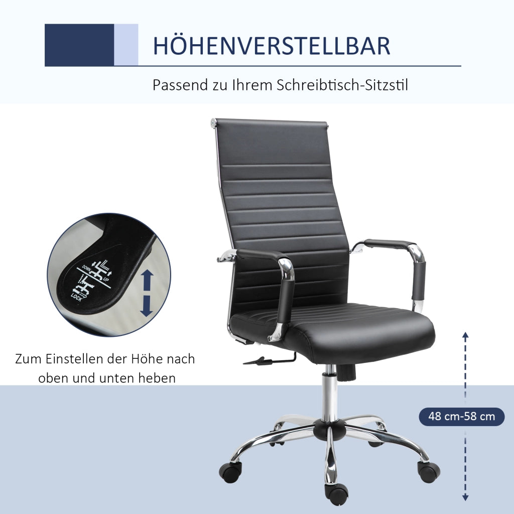 Sedia da Ufficio Ergonomica con Braccioli ¨C Xylo ¨C Ecopelle Nera Imbottita Regolabile