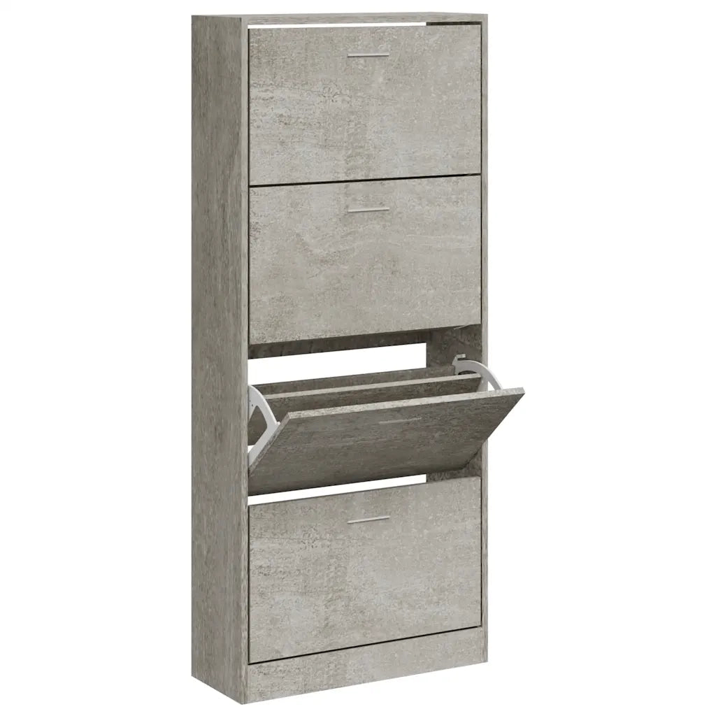 Scarpiera Grigio Cemento 63x24x147 cm in Legno Multistrato