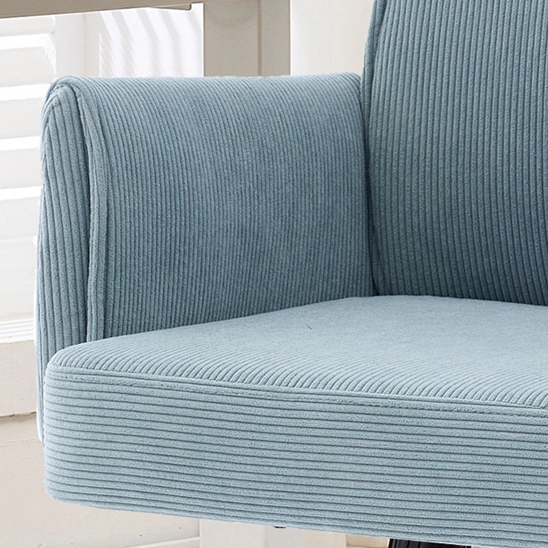 Sedia da ufficio girevole con schienale ergonomico e braccioli, cuscino in memory foam, base in metallo dorato blu