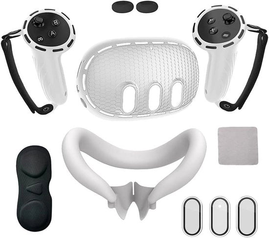 Accessori di protezione per Oculus/Meta Quest 3 (bianco) in silicone con illuminazione verde
