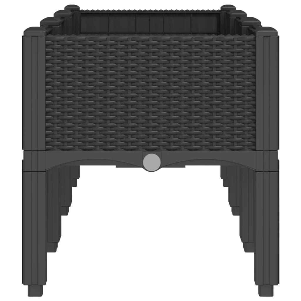 Fioriera rialzata per piante fiori patio giardino con gambe 120 x 40 x 42 cm PP nero 02_0038152