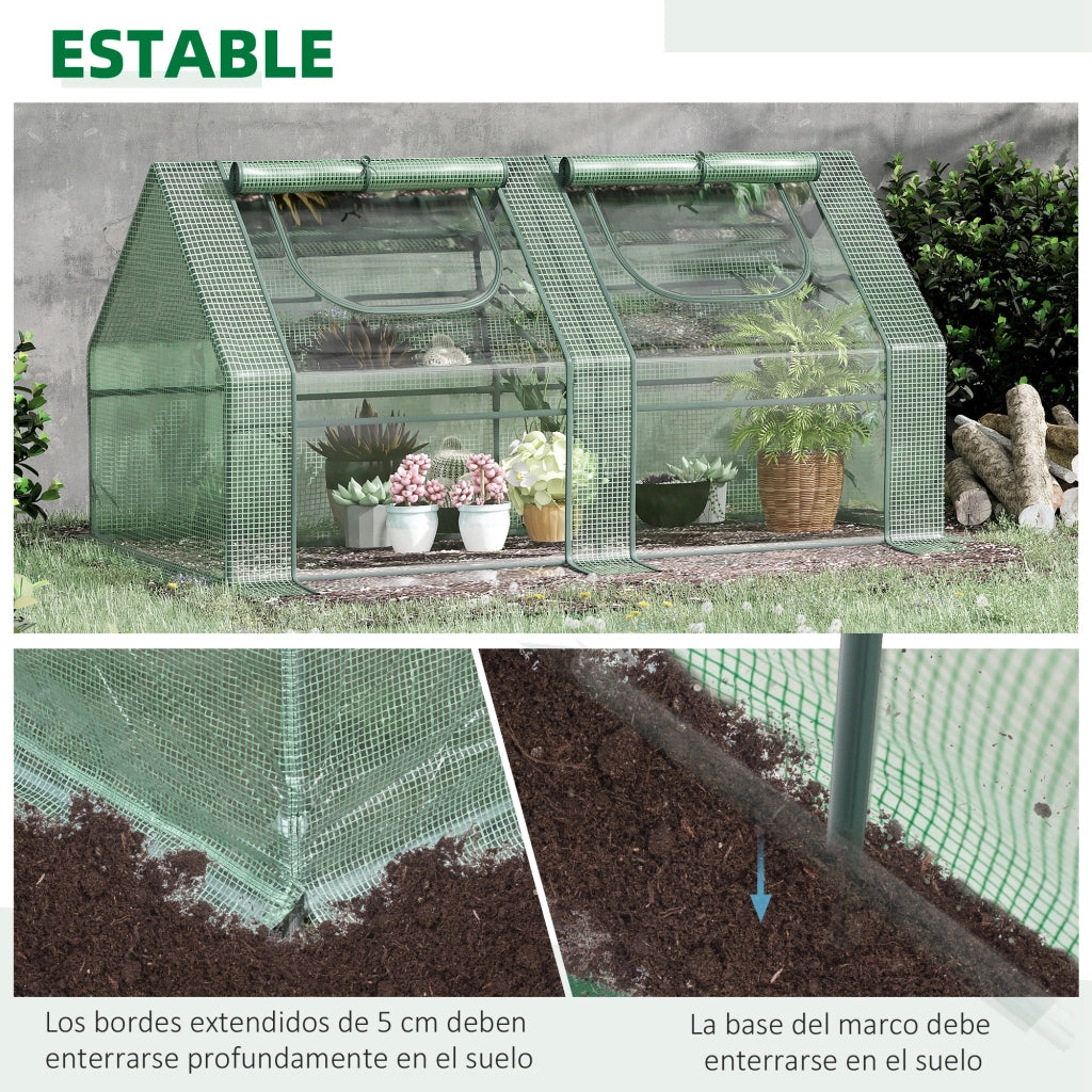 Serra da Giardino con Finestre Doppie e Telaio in Acciaio ¨C zephmum ¨C Verde 180x90x90 cm