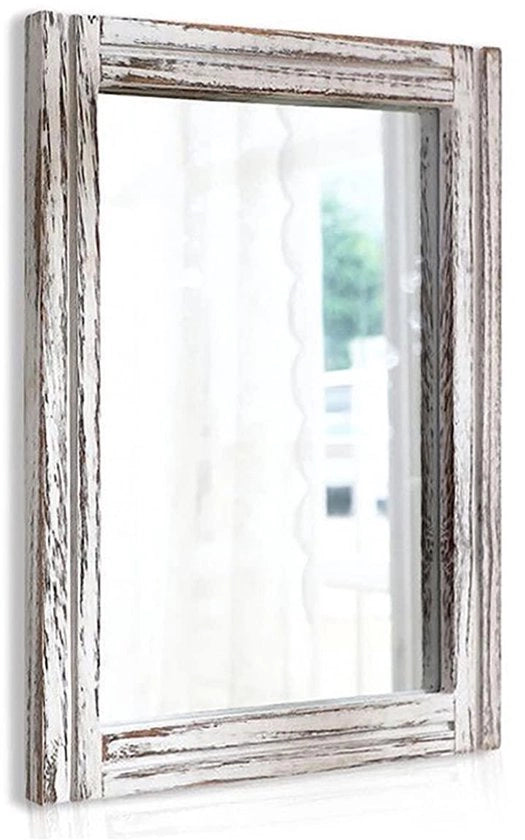 Specchio da parete in legno rustico - specchio decorativo rettangolare per camera da letto e soggiorno