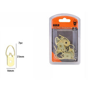 Trade Shop - Set 7 Pz Ganci Gancetti Dorati Per Quadri Cornici Appendere Parete 16x23mm 07998 -
