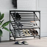 Scarpiera-Scaffale per scarpe Nera 90x30x85 cm in Legno Multistrato