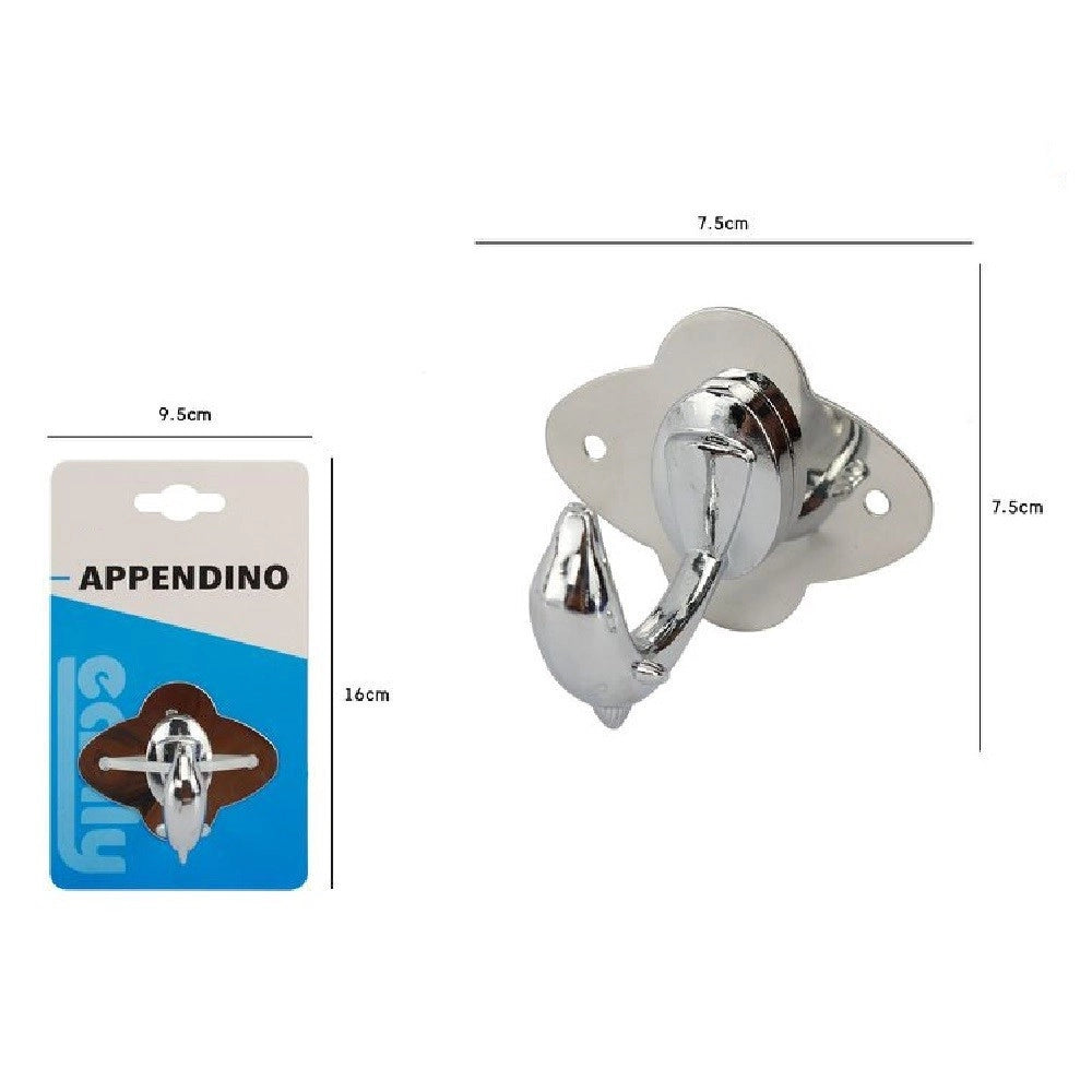 Trade Shop - Appendino Gancio Appendi Porta Asciugamano 1 Posto Bagno A Delfino 7.5 Cm 52178 -