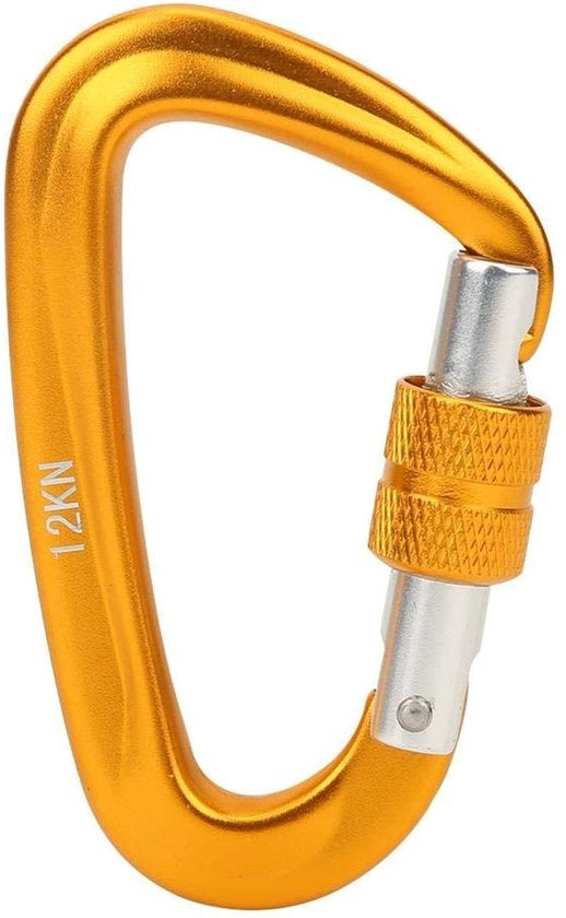 Carabiner Automatico a Vela - Colore Giallo - Materiale in Alluminio di Alta Qualità - Adatto per Campeggio e Escursionismo