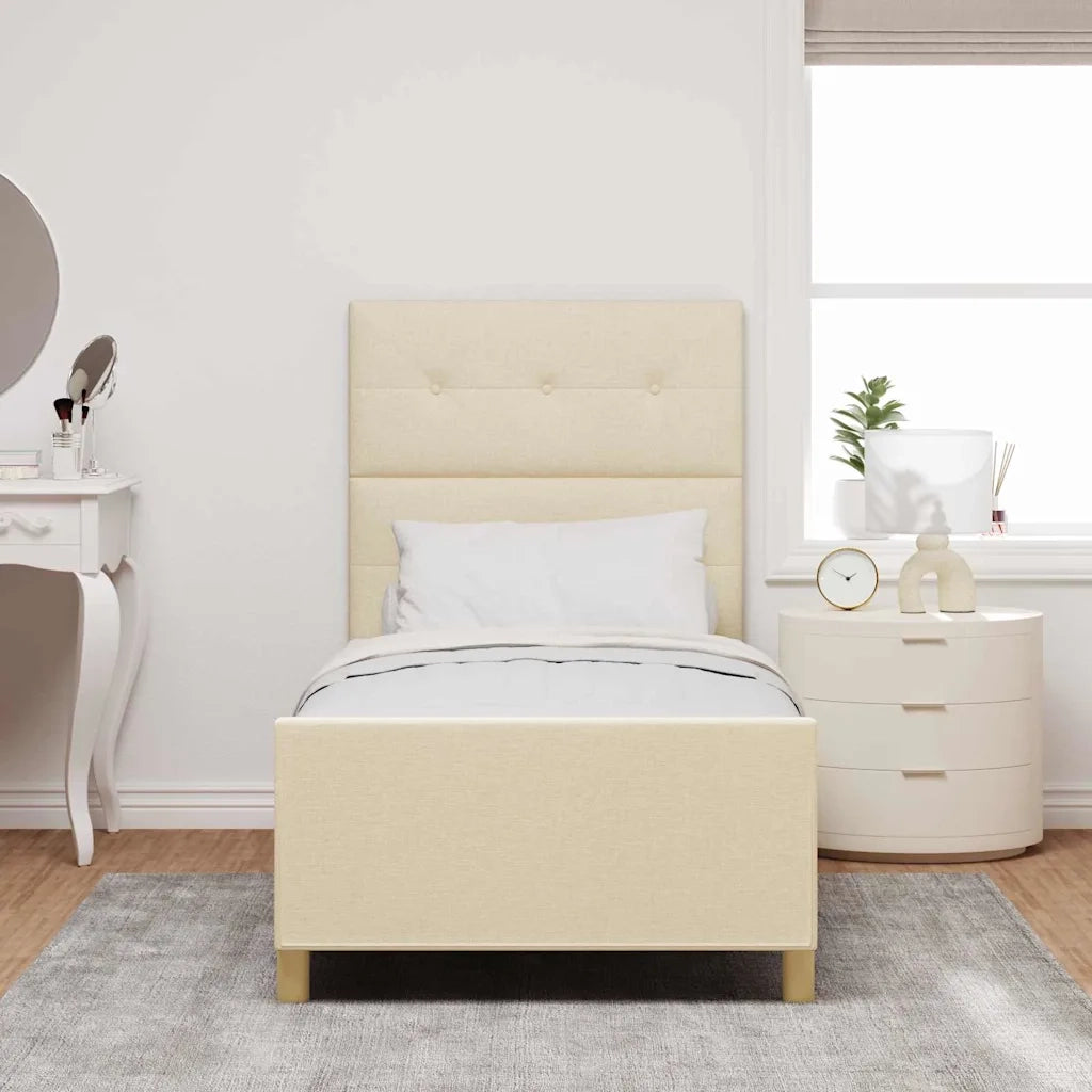 Struttura del letto con testiera Crema 100 x 200 cm Tessuto