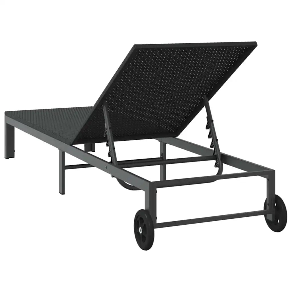 Lettino da Lettino sole | Sdraio da giardino | Lettino da sole Nero 206 x 62.5 x 74 cm polyrattan