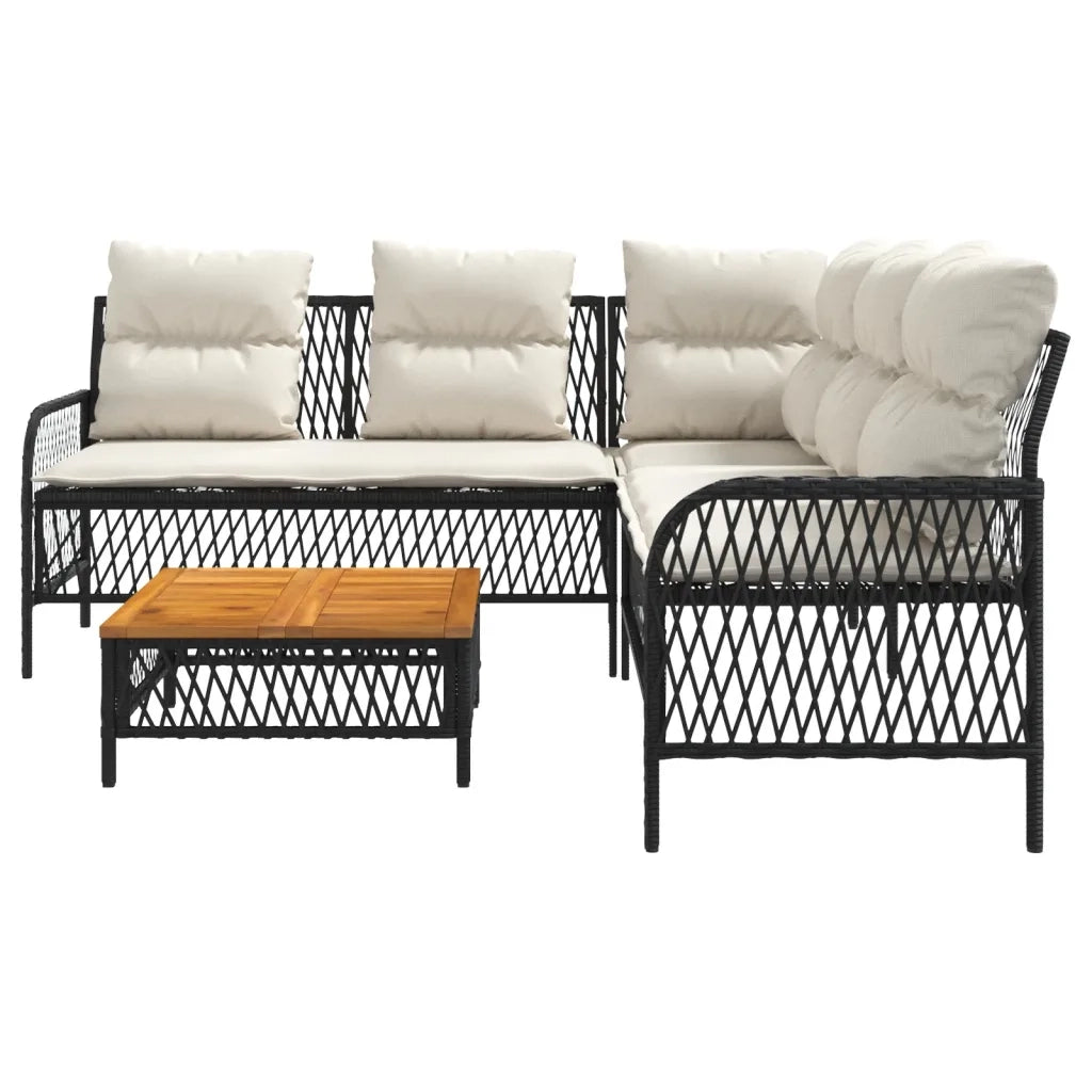 Set Divani da Giardino 2 pz con Cuscini in Polyrattan Nero 368733