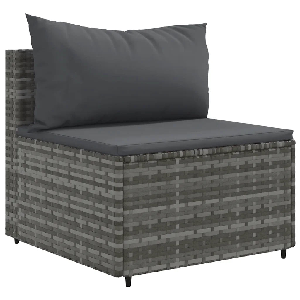 Set Divani da Giardino 8 pz con Cuscini in Polyrattan Grigio 3308194