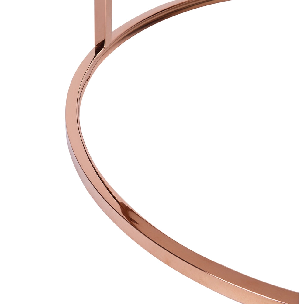 Tavolino in metallo color beige rame 70 cm Piano in MDF effetto marmo soggiorno stile moderno