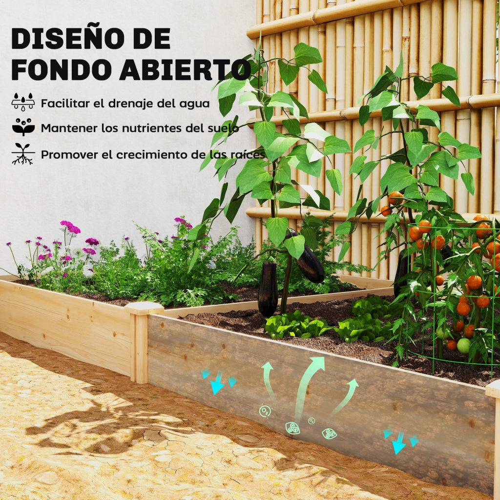 Fioriera Rialzata Legno per Orto Urbano con Divisorio 235x121x26 cm ¨C Xylo ¨C Naturale
