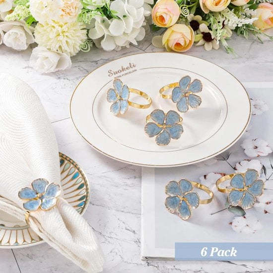 Servizio da tavola, set di 6 servetti con decorazione ornamentale, servettini per tavola, set di servizi da cocktail, servizio da tavola per matrimonio, Natale, eettafel, hotel - blu