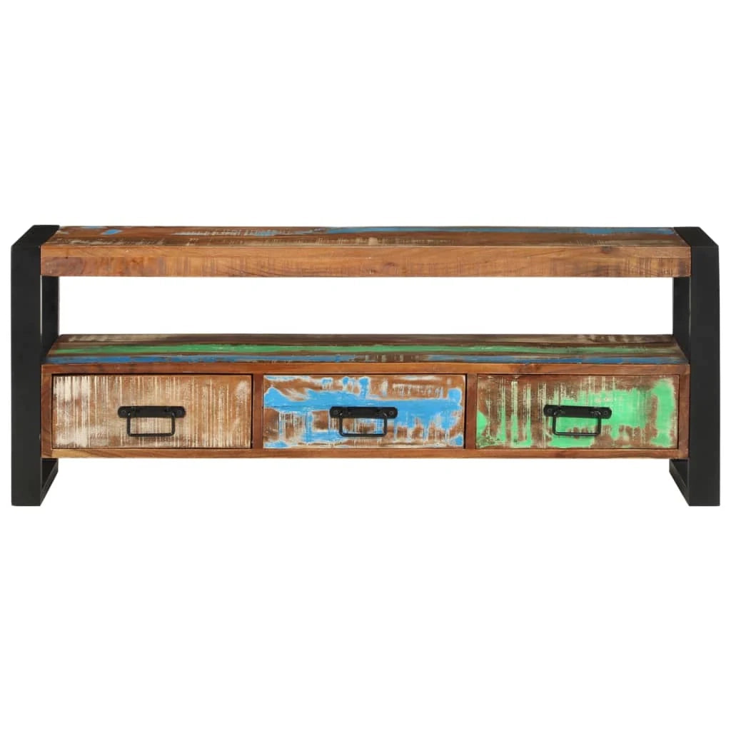 Mobile TV multimediale scaffale TV credenza TV sala da pranzo soggiorno camera da letto 120 x 30 x 45 cm legno massello di recupero marrone 02_0025846