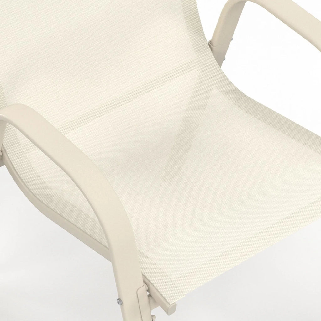IDMarket - Set di 6 sedie da giardino impilabili in metallo e textilene LYMA beige