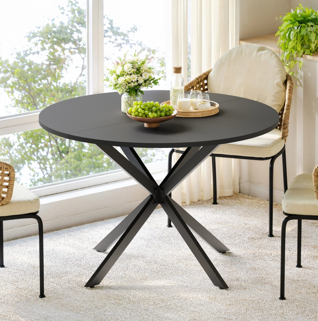 Tavolo da pranzo rotondo Ø120 cm con gambe a X nero