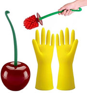 Kit di pulizia bagno, paio di guanti di pulizia, spazzolino per il water nuovo, spazzolino per il water con supporto, set di spazzolini per il water, spazzolino per bagno e water