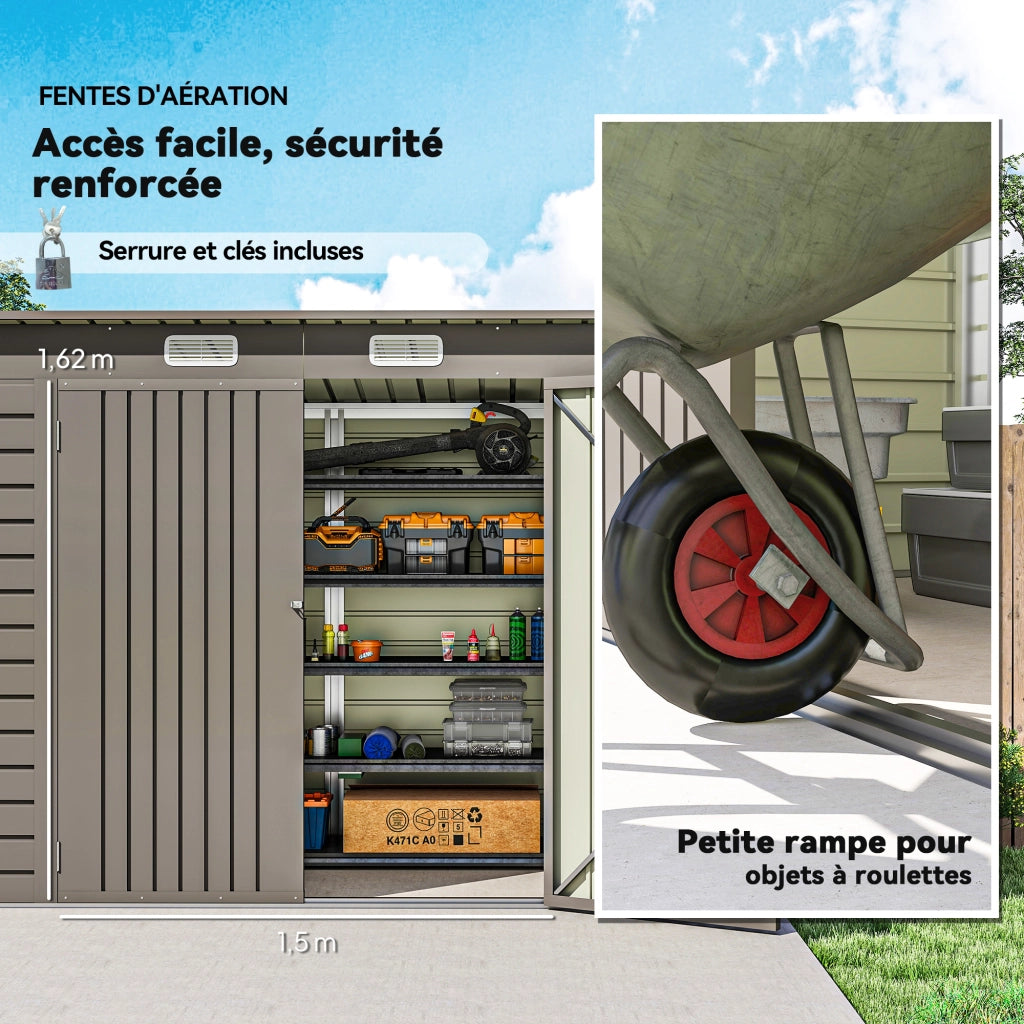 Casetta da giardino ¨C zephmum ¨C grigio chiaro, 3 m2, acciaio galvanizzato
