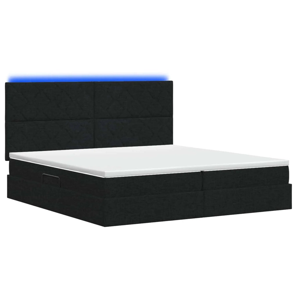 Letto con contenitore LED e materasso Nero 200 x 200 cm Tessuto 3460031