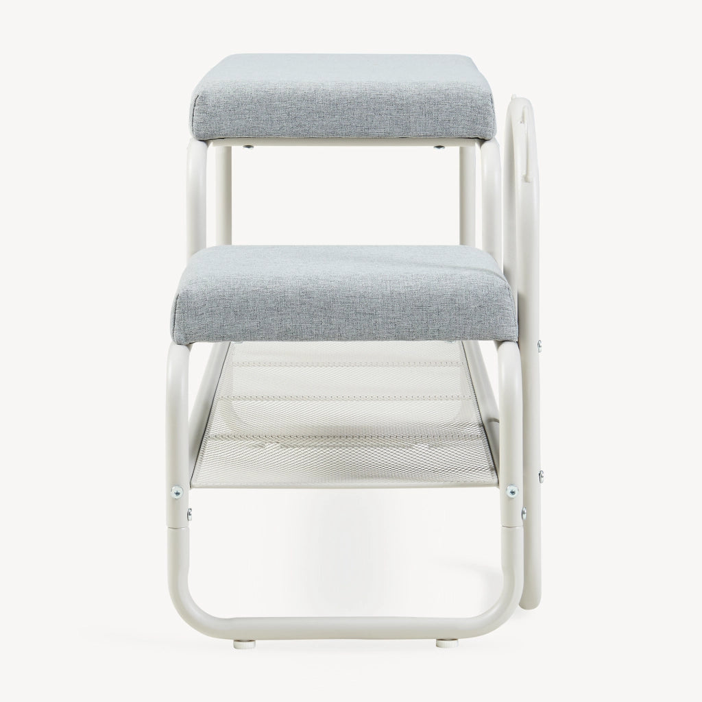 Panca Portascarpe Jässaatka con Sgabello per Bambini 100 x 32 x 46 cm - Grigio [en.casa]