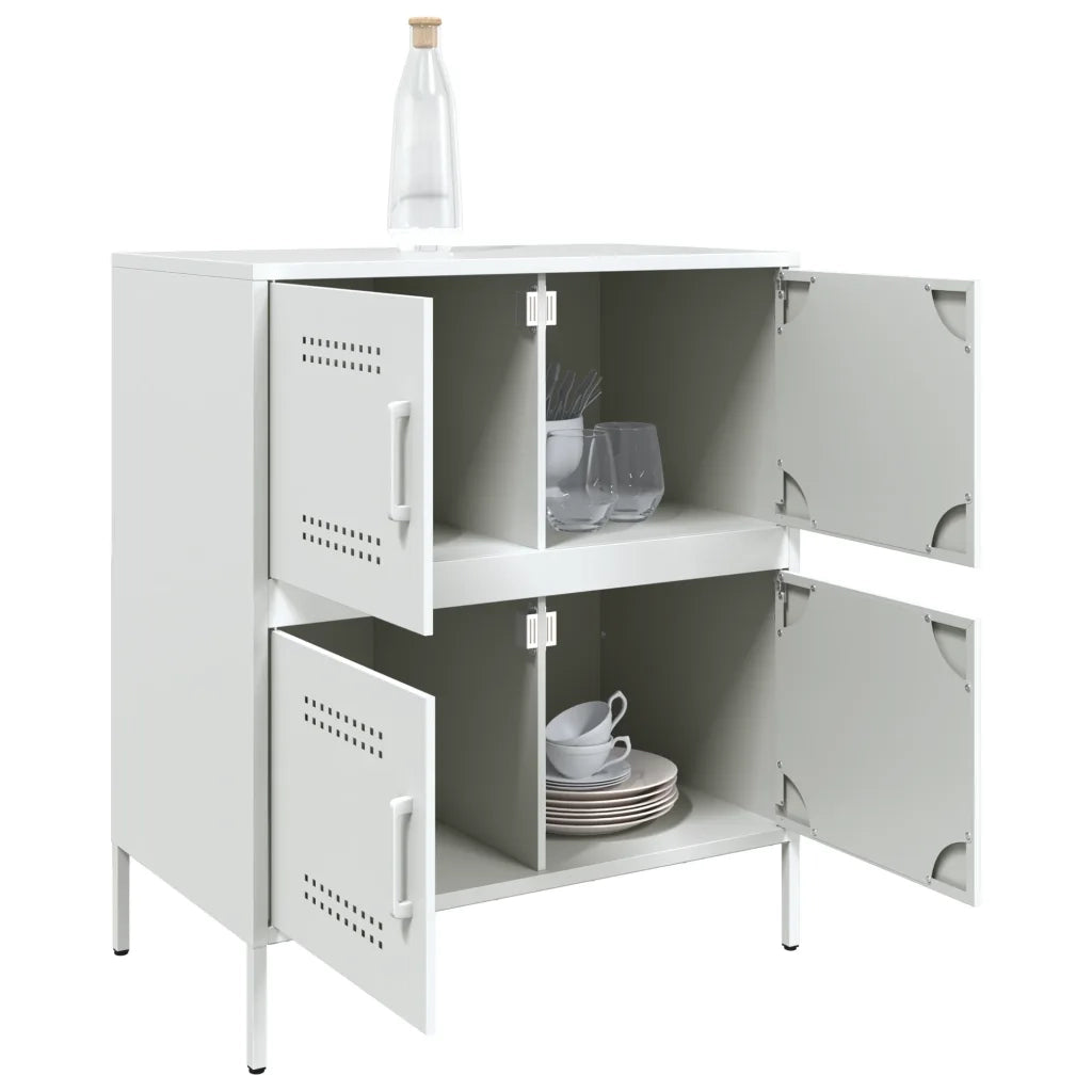 Credenza-Buffet-Armadio da cucina Bianca 68x39x79 cm in Acciaio 342161