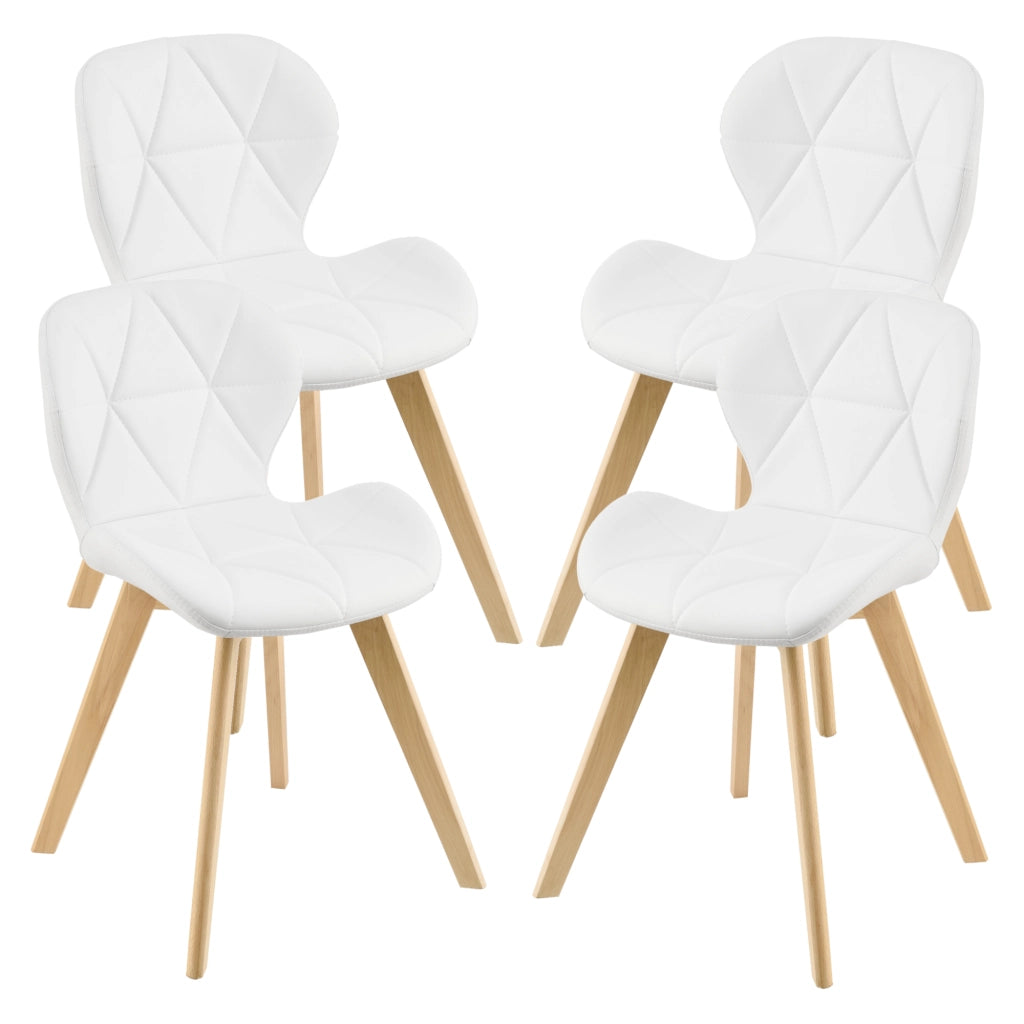 Set 4 Sedie Älmhult con Rivestimento in Similpelle Trapuntata - Bianco [en.casa]