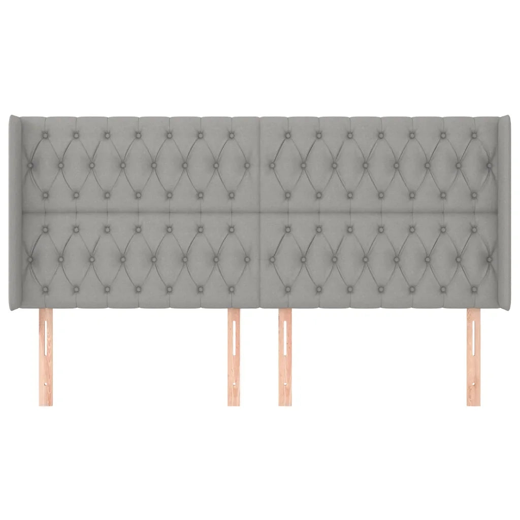 Testiera | Testata ad Orecchio Grigio Chiaro 203x16x118/128 cm in Tessuto