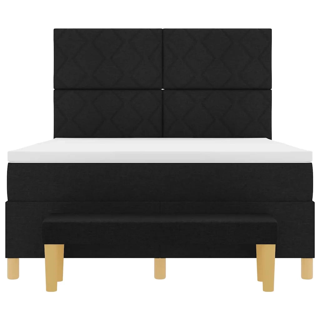 Letto a molle con materasso Nero 140 x 190 cm Tessuto 3344375