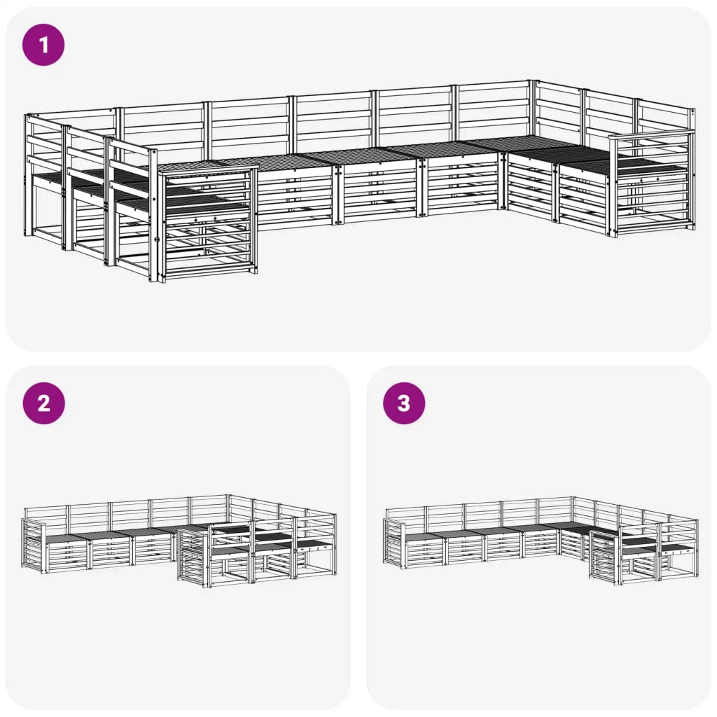 Set di divani da esterno 10 pcs Bianco 363 x 187,5 x 73 cm 3392594