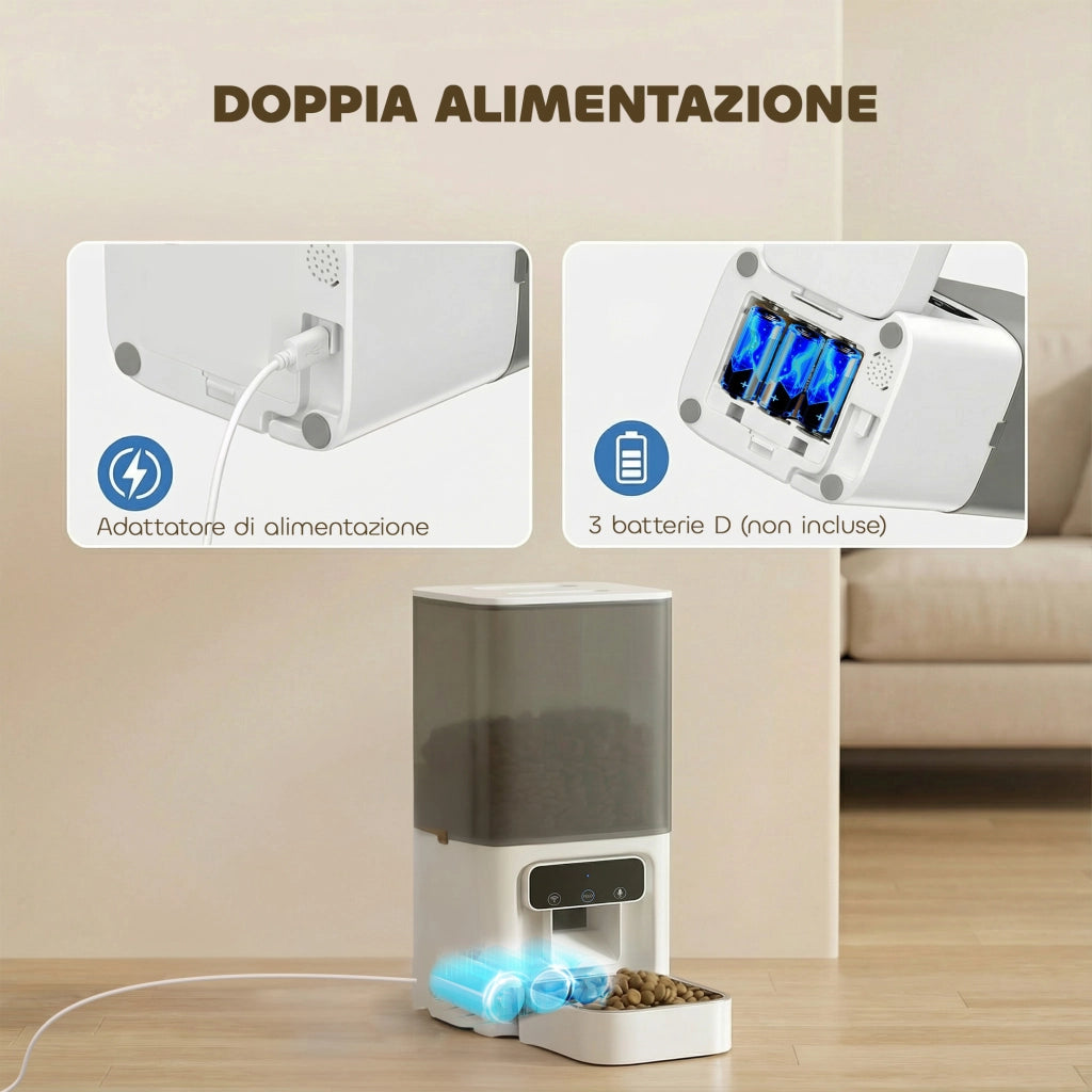 Distributore Automatico di Cibo per Gatti 4.5L con APP e Registratore Vocale