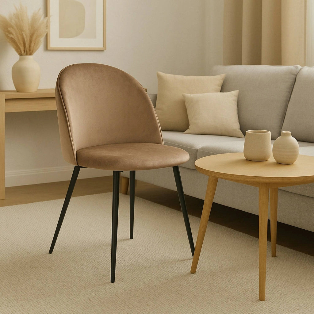 Sedia Achito, Poltrona rivestita in velluto, Sedia da pranzo imbottita, Seduta per riunioni, 51x54h82 cm, Grigio