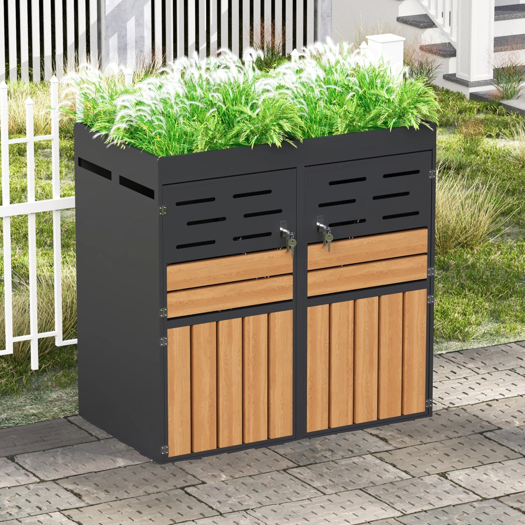 Mobile da esterno 2 in 1 con fioriera; ventilazione a lamelle; 133x80x128 cm; grigio