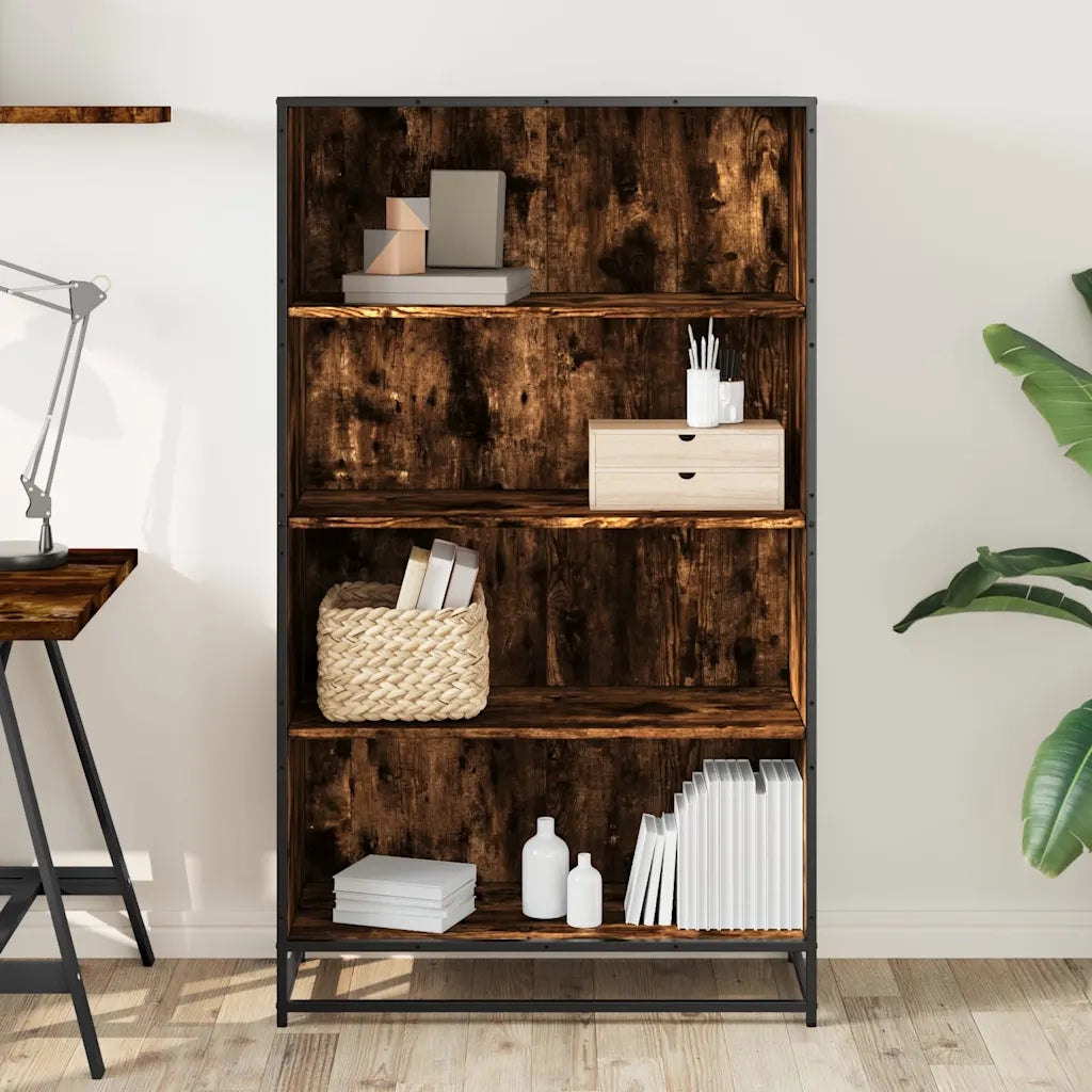 Libreria-Scaffale per Libri-Mobile di Stoccaggio Rovere Fumo 80,5x35x139 cm in Truciolato