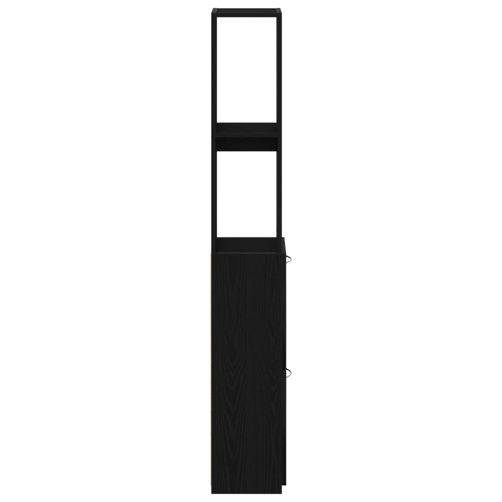 Armadio da bagno  Nero Rovere 25x25x170 cm in legno ingegnerizzato