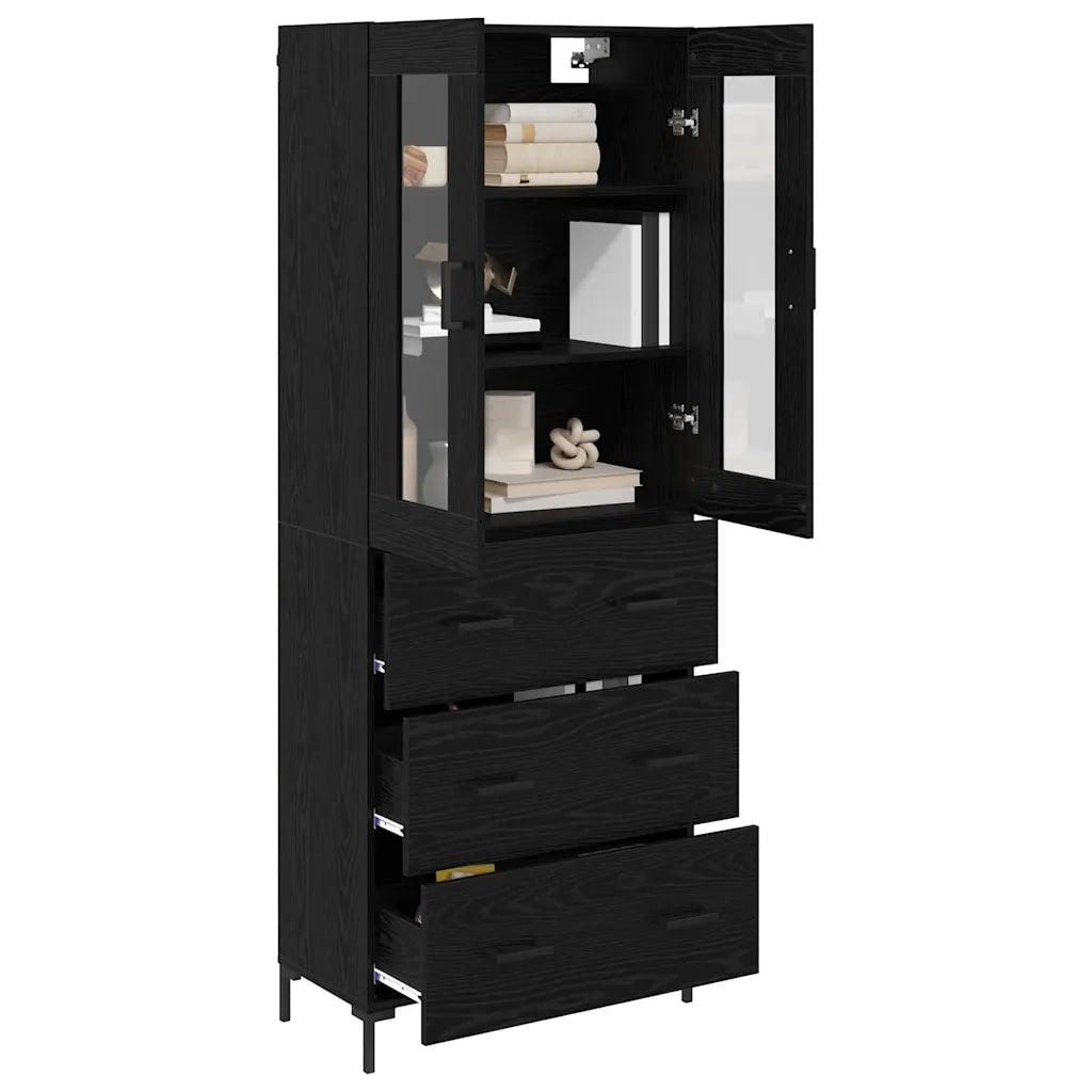 Credenza con cassetto 2 pcs Rovere Nero Legno multistrato 3416150