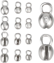 Set di coperture a crimp in argento sterling 925, 12 pezzi, con 3 stili di punte a forma di anello, calotte e nodi clamshell per lavorazione di gioielli DIY