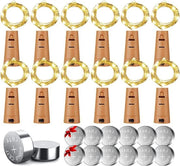 Flessenluci LED 12 x 20 warm bianco - lampada di vetro con batteria in gomma per bottiglia di vino - decorazione DIY per Natale, festa e matrimonio