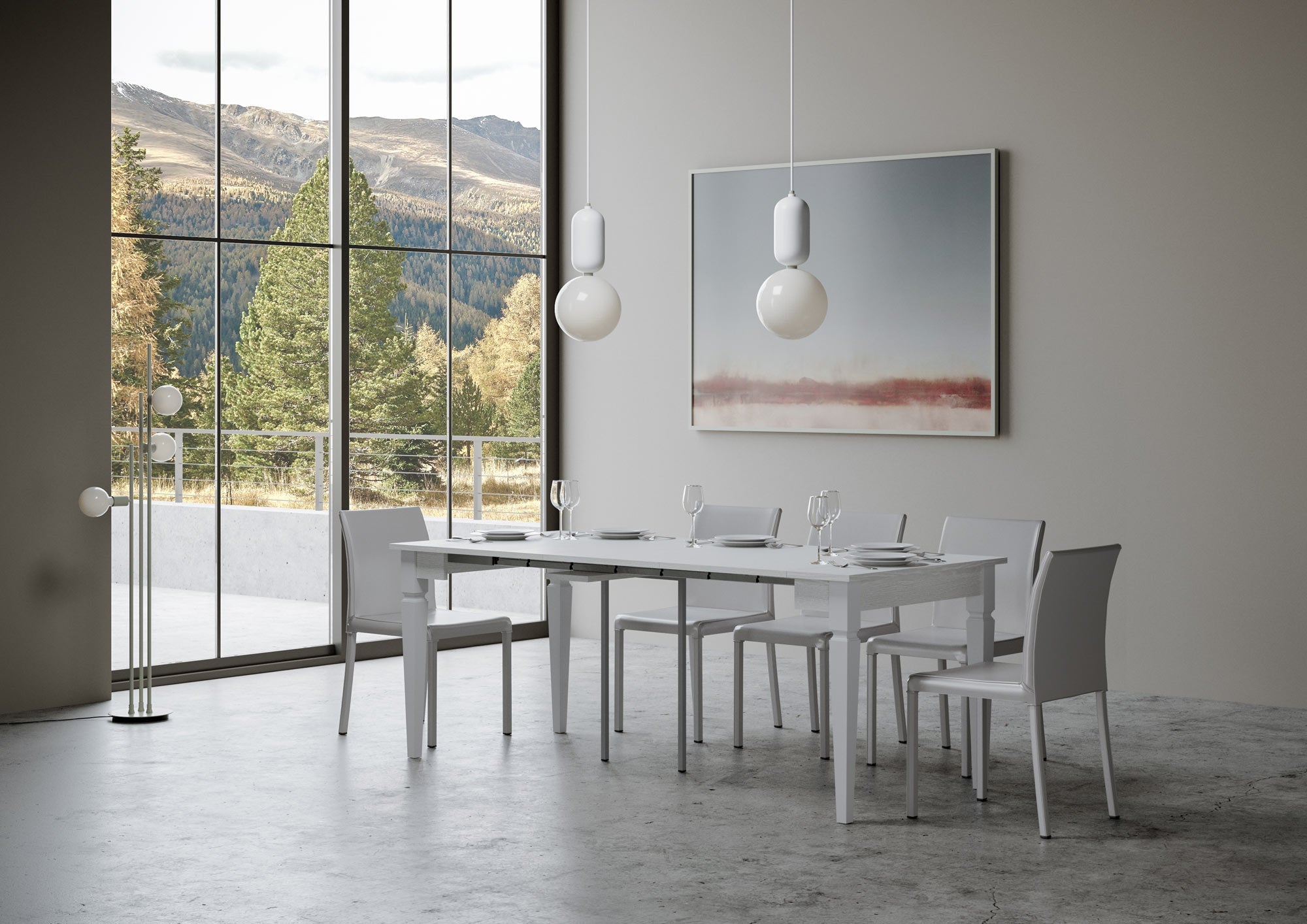 Consolle Allungabile 90-308x48x77 cm in Nobilitato Bianco