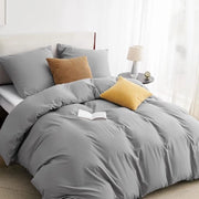 Set di coperte 240 x 220 cm, 3 pezzi grigio - set di coperte grigio 1 coperta 240 x 220 cm + 2 cuscini 80 x 80 cm, tessuto Öko-Tex con chiusura a zip in microfibra polyester