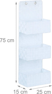 Portaoggetti da bagno in tessuto da appendere a parete portaoggetti da appendere 3 scomparti 75 cm bianco 13_0001736_2