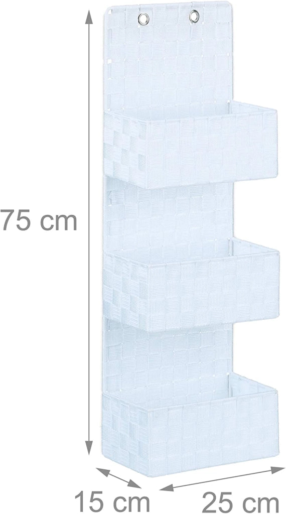 Portaoggetti da bagno in tessuto da appendere a parete portaoggetti da appendere 3 scomparti 75 cm bianco 13_0001736_2
