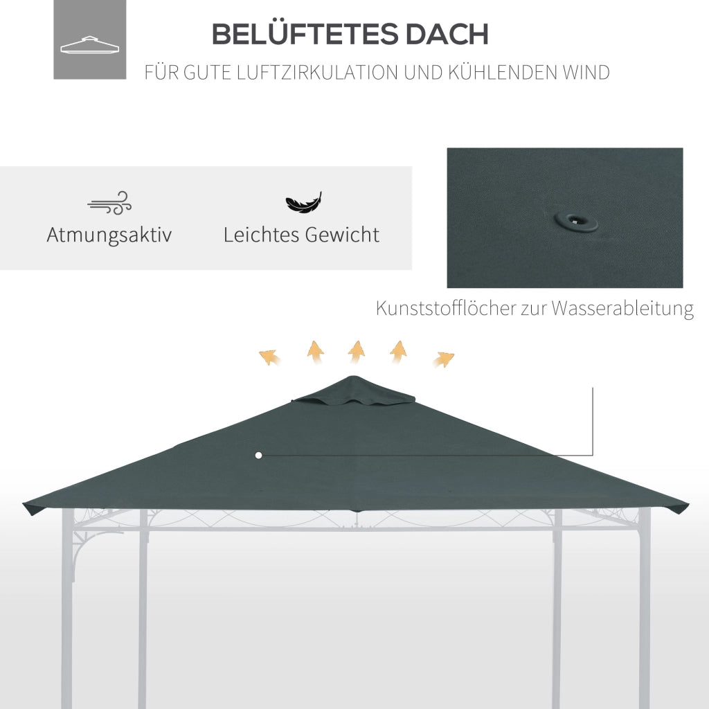COPERTURA GAZEBO 298x295 cm Poliestere Grigio Scuro