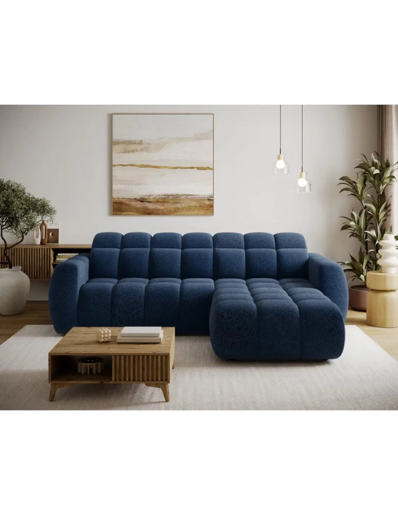 Divano ad angolo elettrico FANOTI 3 posti blu scuro – angolo destro