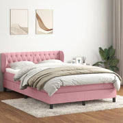 Giroletto a Molle con Materasso Rosa 140x220 cm in Velluto 3317822