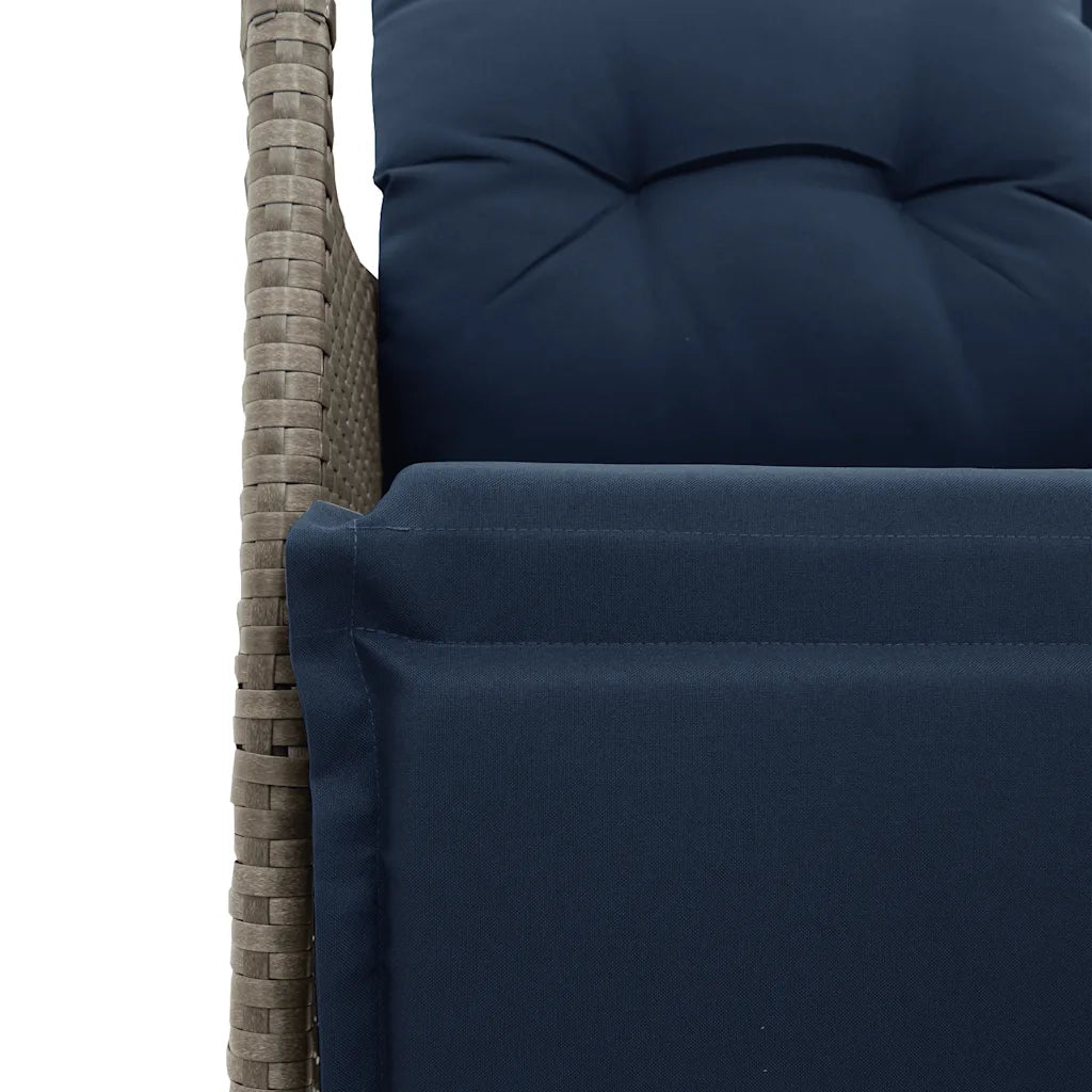 Divano da giardino reclinabile a 2 posti con tavolo grigio in polyrattan