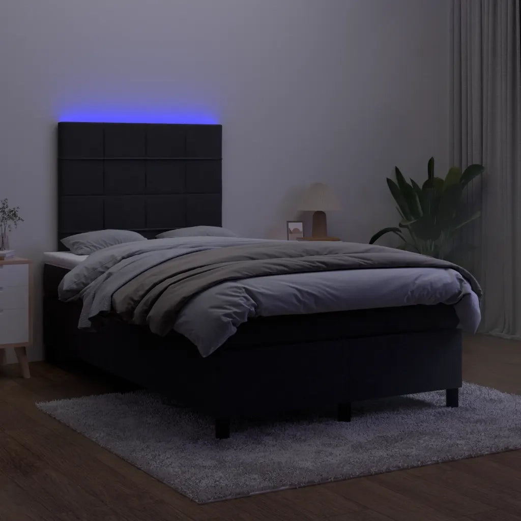 Letto a Molle con Materasso e LED Nero 120x190 cm in Velluto 3270313