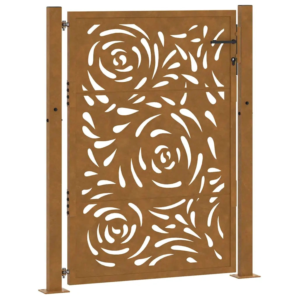 Cancello da Giardino 105x130 cm Acciaio Corten Design a Fiamma